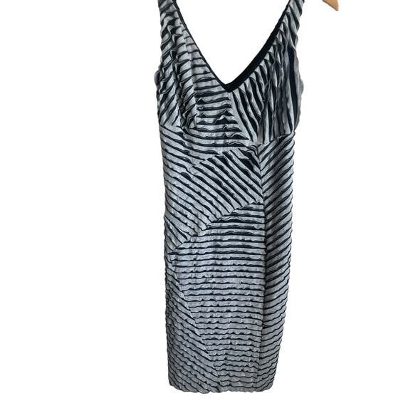 Nicole Miller Mini Dress Women M‎ Gray Black Ripple Bodycon Rave Y2K Retro Club - Picture 7 of 12